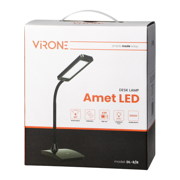 AMET LED DIM desk lamp with dimmer, 6W, 3000K, black AMET LED DIM desk lamp with dimmer, 6W, 3000K, black